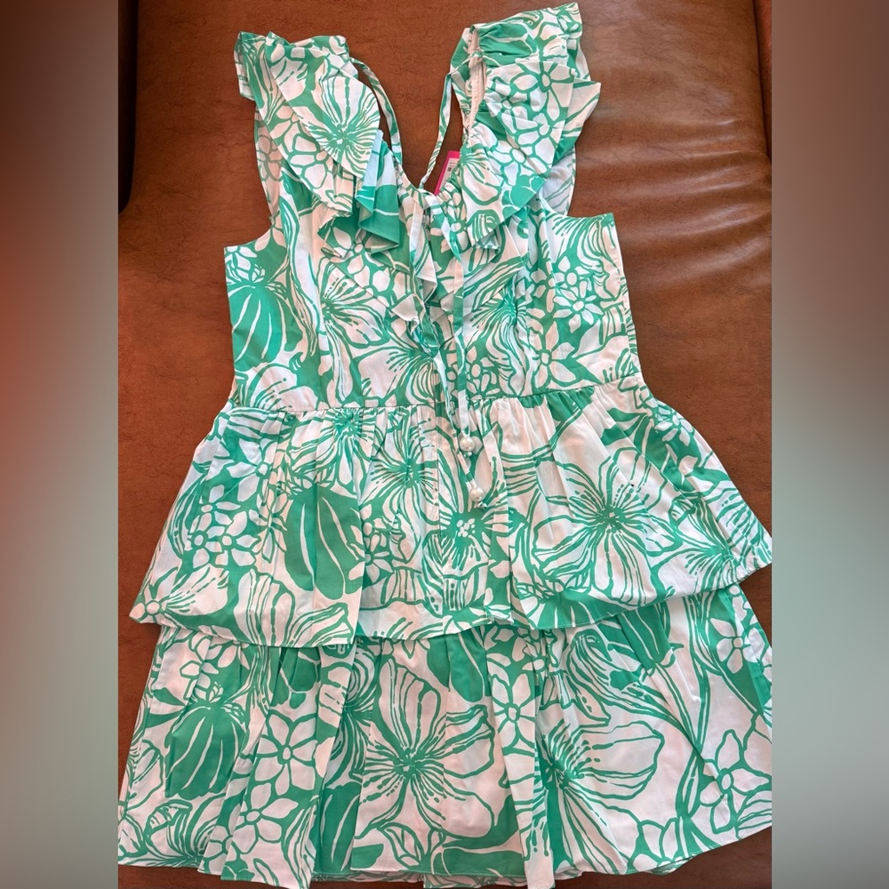 Lilly Pulitzer Ritamarie Mini Dress Size 14 Green White Floral MSRP $248 NWT - Picture 4 of 6